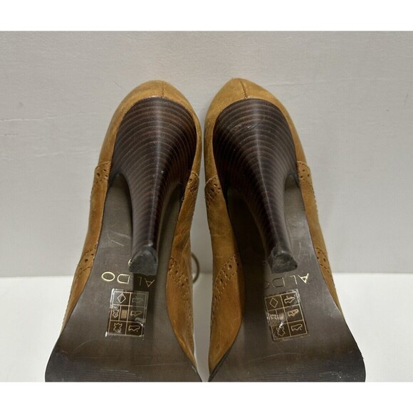 Aldo women size US 8.5 EU 39 brown leather oxford lace up  heel shoes - Picture 7 of 10